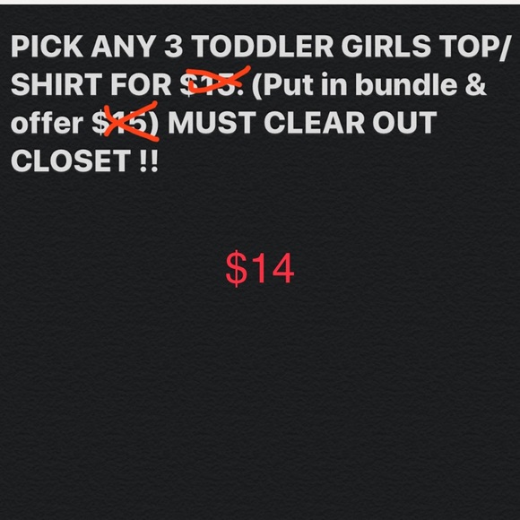Any 3 toddler girls tops/shirts for $15!!!! - Picture 1 of 1